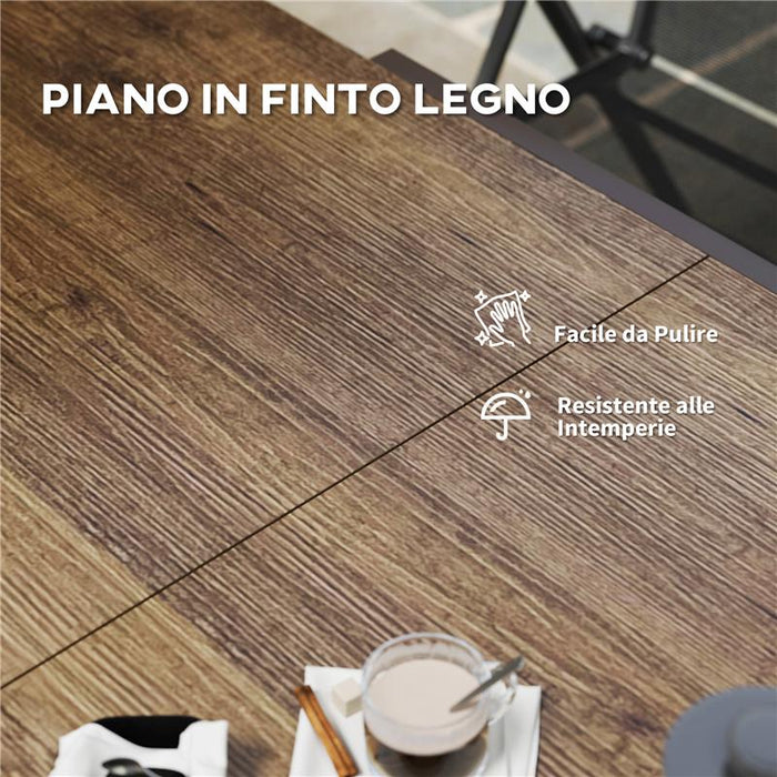 TAVOLO DA GIARDINO ALLUNGABILE DA 160-240 CM PER 6-8 PERSONE RETTANGOLARE IN ACCIAIO E ALLUMINIO, EFFETTO LEGNO