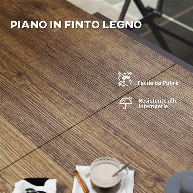TAVOLO DA GIARDINO ALLUNGABILE DA 160-240 CM PER 6-8 PERSONE RETTANGOLARE IN ACCIAIO E ALLUMINIO, EFFETTO LEGNO