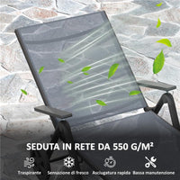 LETTINO SDRAIO PIEGHEVOLE E RECLINABILE IN 5 POSIZIONI CON ROTELLE, IN METALLO E TEXTILENE, 72X158X84 CM, GRIGIO