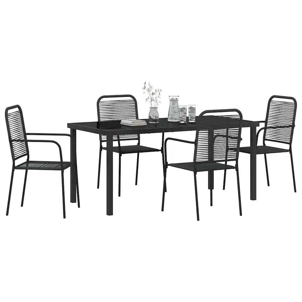 Set da Pranzo per Giardino 5 pz | Set Salotto da Giardino Nero