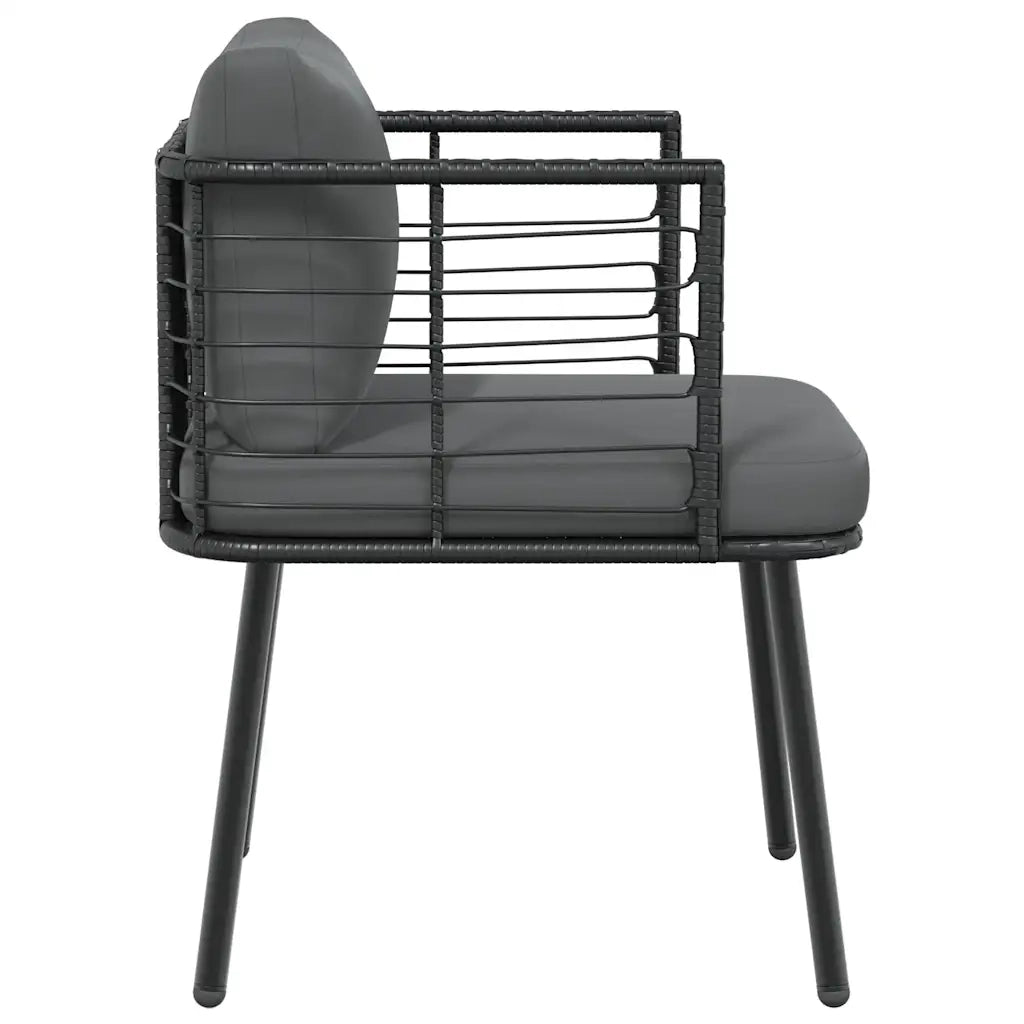 Sedie da Giardino con Cuscini 2 pz Nere in Polyrattan 3328656