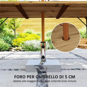 TAVOLO DA GIARDINO RETTANGOLARE A 6 POSTI CON FORO PER OMBRELLONE, LEGNO E ACCIAIO, 175X80X75 CM, MARRONE