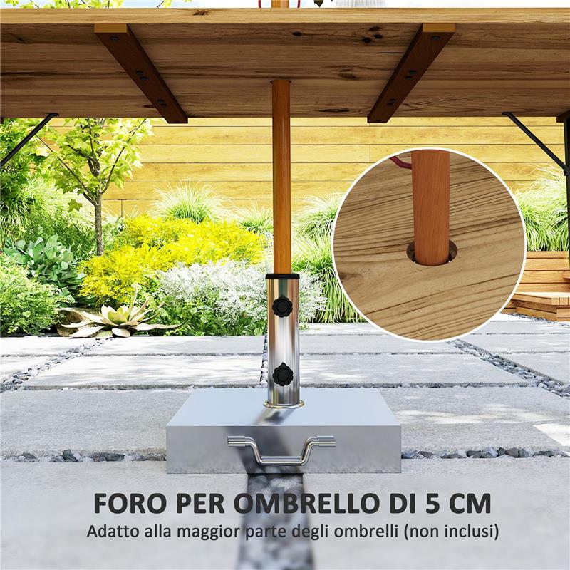 TAVOLO DA GIARDINO RETTANGOLARE A 6 POSTI CON FORO PER OMBRELLONE, LEGNO E ACCIAIO, 175X80X75 CM, MARRONE