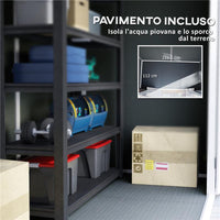 CASETTA DA GIARDINO IN RESINA CON PAVIMENTO 2 PORTE CON BLOCCO FINESTRA 2.4 X 1.3 M GRIGIO