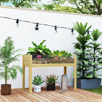 FIORIERA RIALZATA DA 118L CON 2 FORI DI DRENAGGIO E PARETI TRASPARENTI IN LEGNO DI ABETE 110X50X80 CM