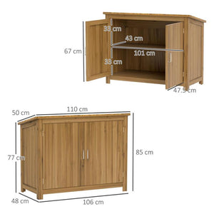 ARMADIO DA ESTERNO IN LEGNO PORTA ATTREZZI CON 2 PORTE E 2 RIPIANI 110X50X85 CM MARRONE