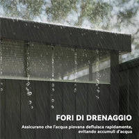 CAPANNO DA GIARDINO CON LUCERNARIO IN ACRILICO E FORI DI DRENAGGIO IN ACCIAIO 162X259X201 CM GRIGIO SCURO