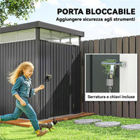 CAPANNO DA GIARDINO CON LUCERNARIO IN ACRILICO E FORI DI DRENAGGIO IN ACCIAIO 162X259X201 CM GRIGIO SCURO