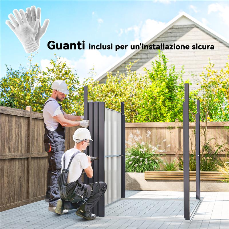 CAPANNO DA GIARDINO CON LUCERNARIO IN ACRILICO E FORI DI DRENAGGIO IN ACCIAIO 162X259X201 CM GRIGIO SCURO