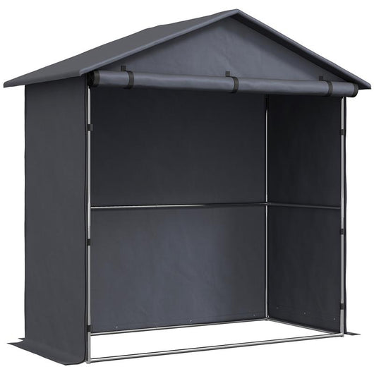 CAPANNO DA GIARDINO 1.1X2 M CON PORTA AVVOLGIBILE TENDA GARAGE PER BICI E MOTO GRIGIO SCURO