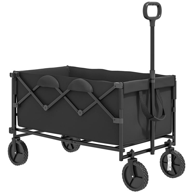 CARRELLO DA GIARDINO 160L PIEGHEVOLE CON MANICO REGOLABILE CAPACITÀ 100 KG 95X55X102 CM NERO