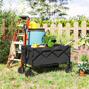 CARRELLO DA GIARDINO 160L PIEGHEVOLE CON MANICO REGOLABILE CAPACITÀ 100 KG 95X55X102 CM NERO