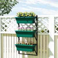 FIORIERA DA ESTERNO VERTICALE E 3 VASI PER PIANTE IN PLASTICA CON FORI DI DRENAGGIO 56X42X100 CM VERDE