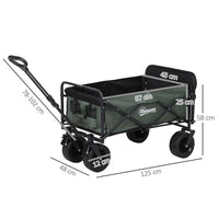 CARRELLO DA GIARDINO DA 95L PIEGHEVOLE CON PANNELLO APRIBILE IN ACCIAIO E POLIESTERE 125X48X78-102 CM VERDE