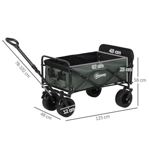 CARRELLO DA GIARDINO DA 95L PIEGHEVOLE CON PANNELLO APRIBILE IN ACCIAIO E POLIESTERE 125X48X78-102 CM VERDE