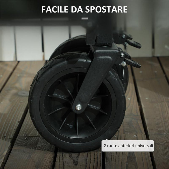 CARRELLO DA GIARDINO DA 95L PIEGHEVOLE CON PANNELLO APRIBILE IN ACCIAIO E POLIESTERE 125X48X78-102 CM VERDE