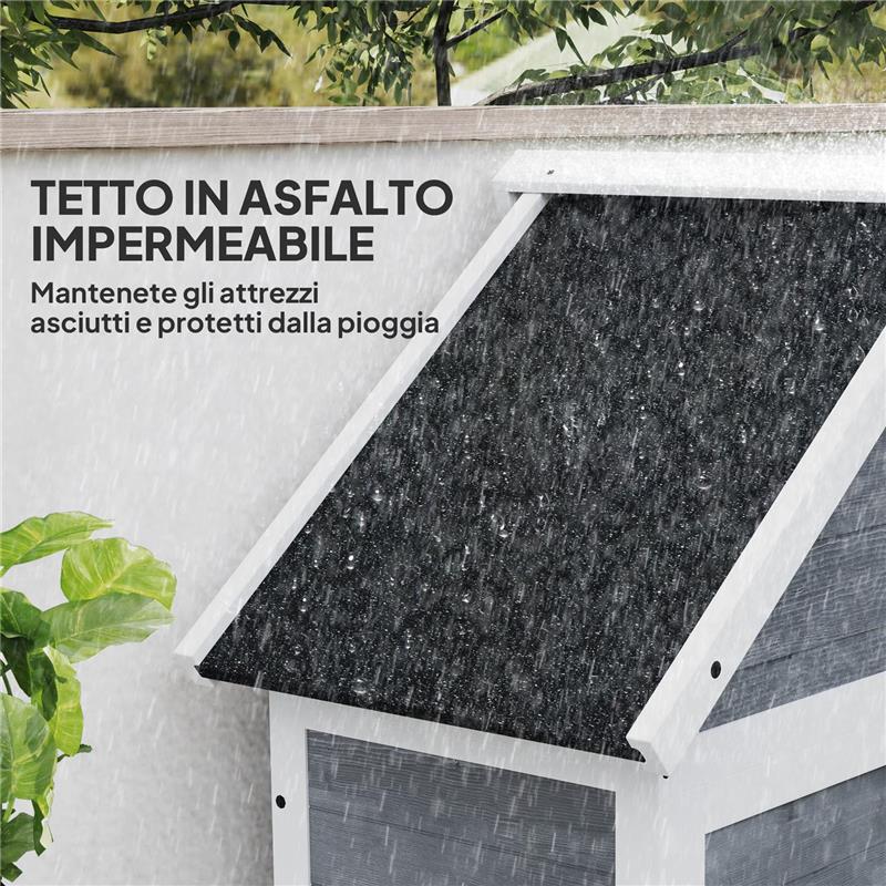 CASETTA DA GIARDINO E ARMADIO ESTERNO CON TETTO APRIBILE IN LEGNO PORTE CON BLOCCO 89X51X182 CM GRIGIO CHIARO