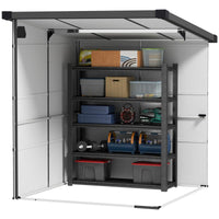 CASETTA DA GIARDINO IN PLASTICA PORTA ATTREZZI CON FINESTRE PRESE D'ARIA E BLOCCO 1.9X1.9 M GRIGIO CHIARO
