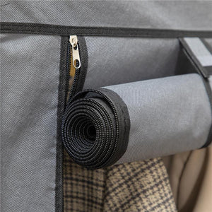 GUARDAROBA IN TESSUTO NON TESSUTO E ACCIAIO CON 8 RIPIANI E 2 BARRE 125X43X162.5 CM GRIGIO CARBONE