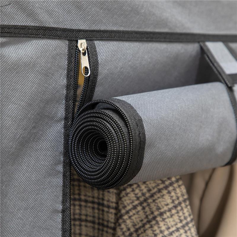 GUARDAROBA IN TESSUTO NON TESSUTO E ACCIAIO CON 8 RIPIANI E 2 BARRE 125X43X162.5 CM GRIGIO CARBONE