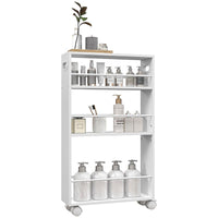 CARRELLO DA CUCINA E BAGNO SALVASPAZIO A 3 LIVELLI CON BARRE LATERALI E RUOTE CON FRENI BIANCO 45X15X80 CM