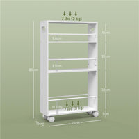 CARRELLO DA CUCINA E BAGNO SALVASPAZIO A 3 LIVELLI CON BARRE LATERALI E RUOTE CON FRENI BIANCO 45X15X80 CM