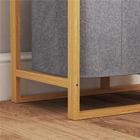 CESTO PORTABIANCHERIA CON BORSA ESTRAIBILE E RIPIANI A DOGHE IN BAMBÙ 50X32X70 CM GRIGIO