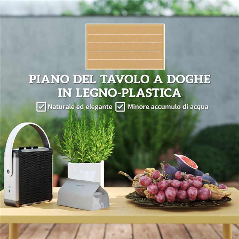 SET SALOTTO DA ESTERNO IN RATTAN PE CON 2 DIVANI A 2 POSTI CON CUSCINI E 2 TAVOLI DA CAFFÉ COLORE LEGNO