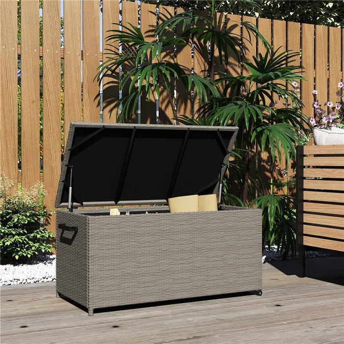 BAULE DA ESTERNO DA 184L IN RATTAN POLIETILENE CON RUOTE E RIVESTIMENTO INTERNO IMPERMEABILE 102X52X52 CM GRIGIO