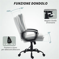 SEDIA DA UFFICIO ERGONOMICA CON SCHIENALE ALTO ALTEZZA REGOLABILE E DONDOLO GRIGIO