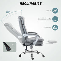 SEDIA DA UFFICIO MASSAGGIANTE E RISCALDATA CON SCHIENALE RECLINABILE E POGGIAPIEDI ESTRAIBILE GRIGIO