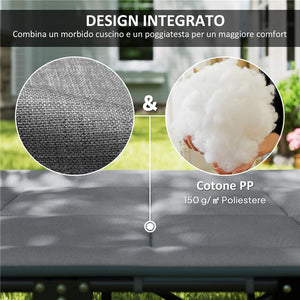 LETTINO DA CAMPEGGIO PIEGHEVOLE PER ADULTI CON CUSCINO INTEGRATO E TASCA LATERALE, GRIGIO