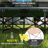 LETTINO DA CAMPEGGIO PIEGHEVOLE PER ADULTI CON CUSCINO INTEGRATO E TASCA LATERALE, GRIGIO