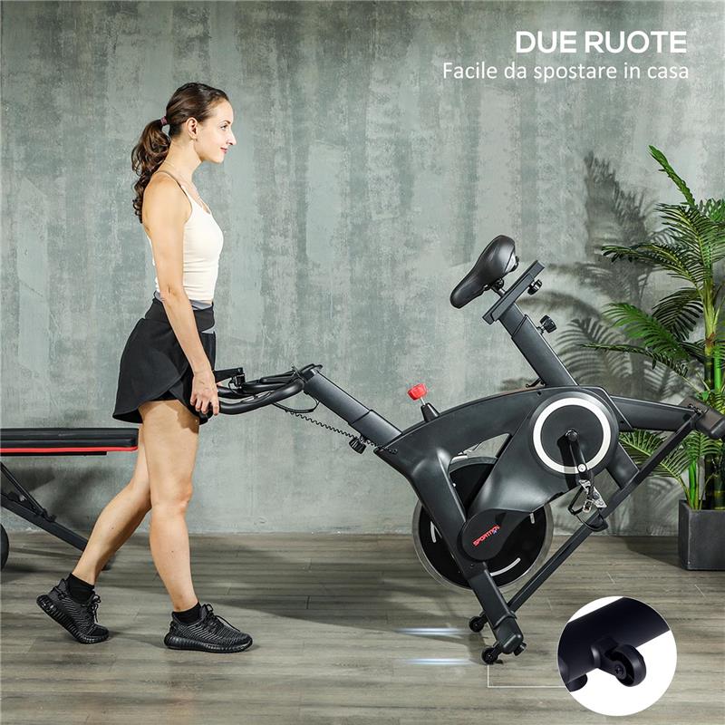 CYCLETTE MAGNETICA CON VOLANO 10 KG SEDILE E MANUBRIO REGOLABILI MONITOR LCD PORTA TABLET NERO