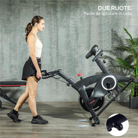 CYCLETTE MAGNETICA CON VOLANO 10 KG SEDILE E MANUBRIO REGOLABILI MONITOR LCD PORTA TABLET NERO