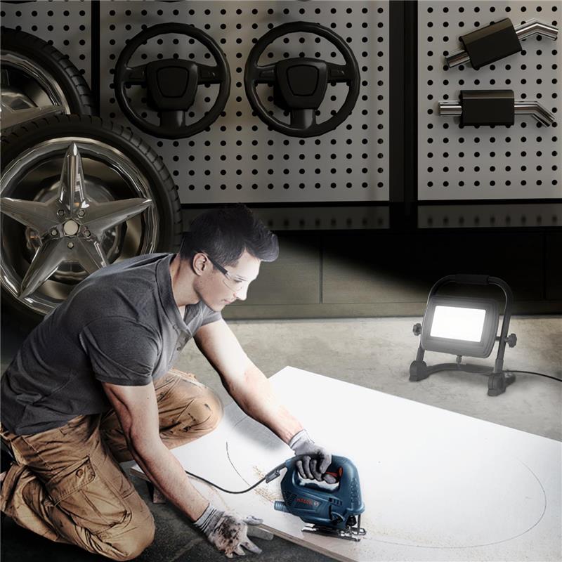 FARETTO LED DA LAVORO DA 6500K CON TESTA GIREVOLE E SUPPORTO IN ALLUMINIO E METALLO 25.5X16X25.5 CM NERO