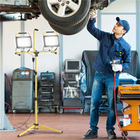 FARETTI LED DA LAVORO DA 6500K CON TREPPIEDE STACCABILE IN ALLUMINIO E METALLO 75X62X170 CM GIALLO E NERO