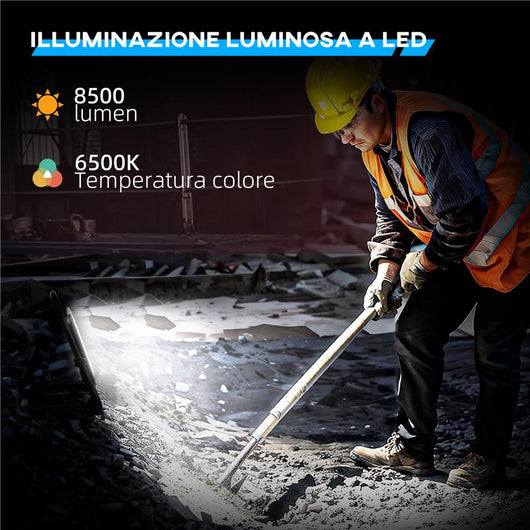 FARETTO LED DA LAVORO DA 6500K CON TESTA GIREVOLE E SUPPORTO REGOLABILE IN ALLUMINIO E METALLO 35X20X32 CM NERO