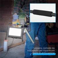 FARETTO LED DA LAVORO DA 6500K CON TESTA GIREVOLE E SUPPORTO REGOLABILE IN ALLUMINIO E METALLO 35X20X32 CM NERO