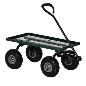 CARRELLO DA GIARDINO IN ACCIAIO CON CAPACITÀ 150 KG E MANIGLIA RIVESTITA 94X48.5X100 CM NERO E VERDE