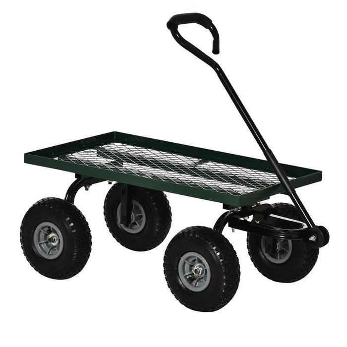 CARRELLO DA GIARDINO IN ACCIAIO CON CAPACITÀ 150 KG E MANIGLIA RIVESTITA 94X48.5X100 CM NERO E VERDE