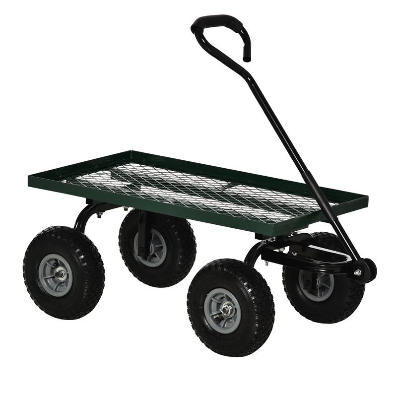 CARRELLO DA GIARDINO IN ACCIAIO CON CAPACITÀ 150 KG E MANIGLIA RIVESTITA 94X48.5X100 CM NERO E VERDE