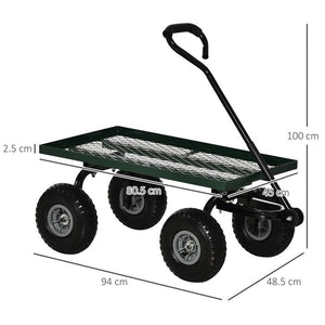 CARRELLO DA GIARDINO IN ACCIAIO CON CAPACITÀ 150 KG E MANIGLIA RIVESTITA 94X48.5X100 CM NERO E VERDE