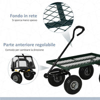 CARRELLO DA GIARDINO IN ACCIAIO CON CAPACITÀ 150 KG E MANIGLIA RIVESTITA 94X48.5X100 CM NERO E VERDE