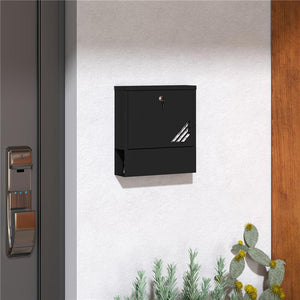 CASSETTA POSTALE A MURO IN METALLO CON FINESTRELLA E SERRATURA 30X8.5X32.5 CM GRIGIO CARBONE