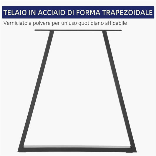 SET 2 GAMBE PER TAVOLO TRAPEZOIDALI IN ACCIAIO CON 6 FORI E 12 VITI 70X5X72 CM NERO