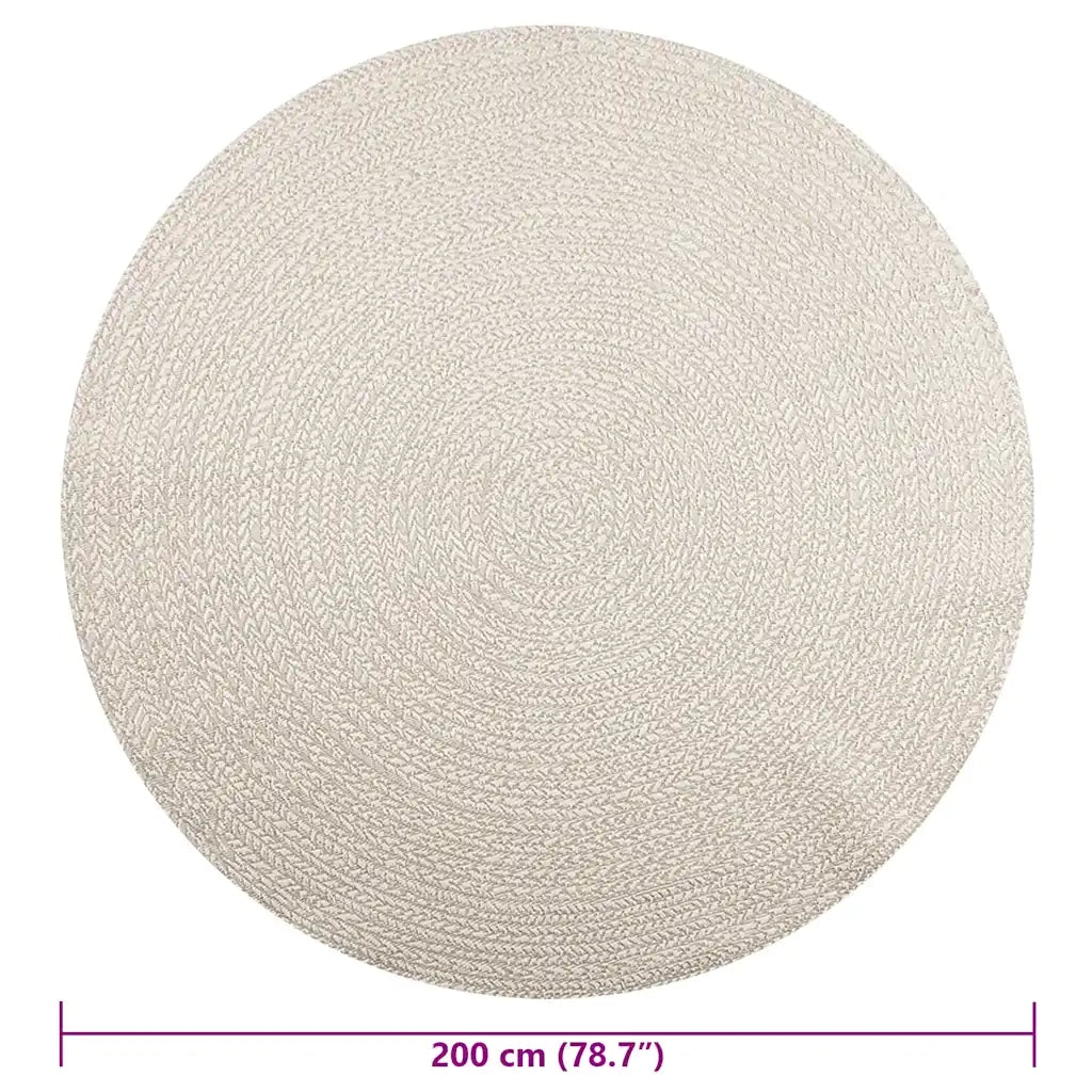 Tappeto ZIZUR Crema Ã˜ 200cm Aspetto Iuta per Interni ed Esterni