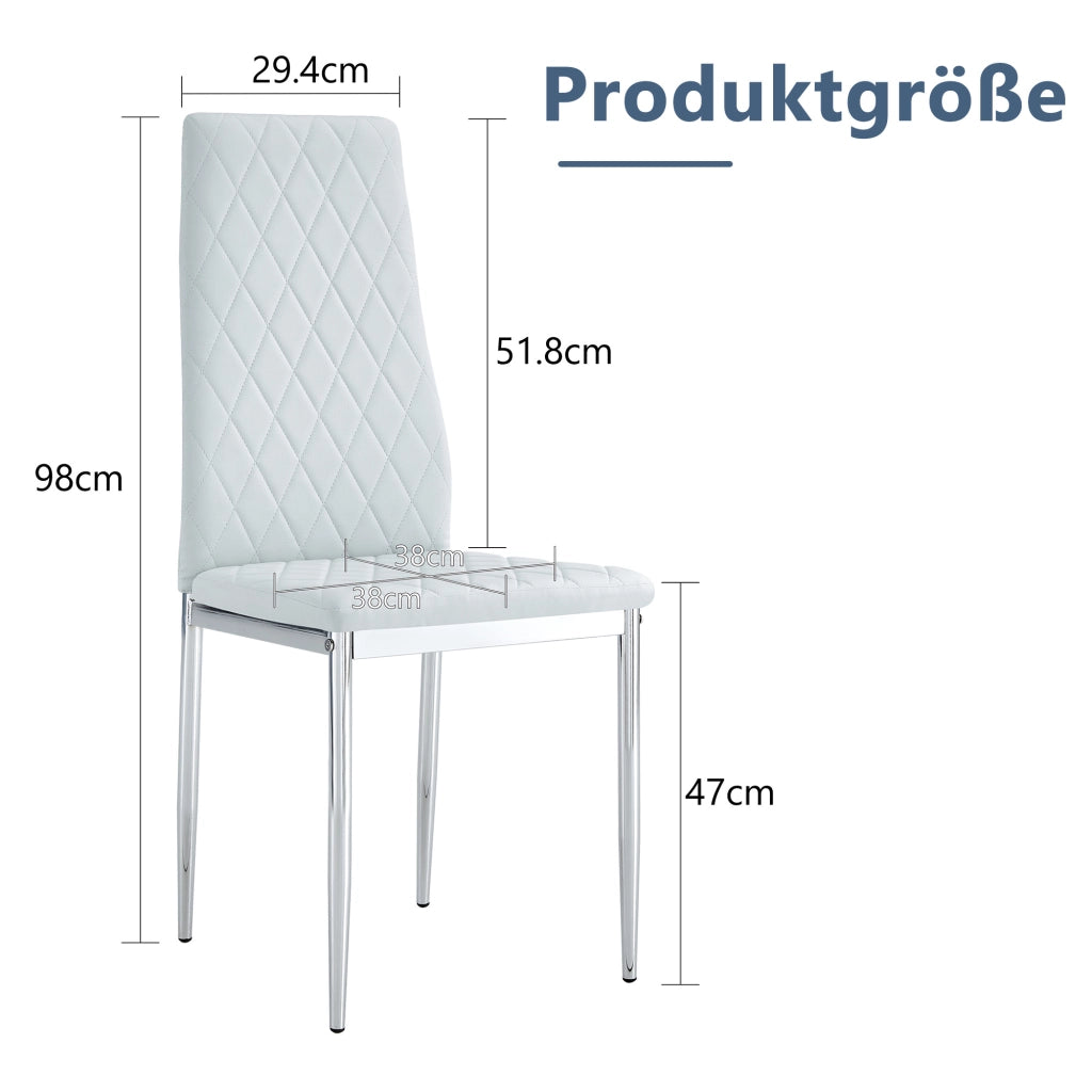 Sedie da Pranzo Set 4 Pezzi ¨C MINIMAL ¨C Similpelle Grigio Chiaro, Gambe Metallo, Design Moderno