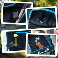 PASSEGGINO PER CANI CONVERTIBILE CON 2 GUINZAGLI E CUSCINO IN ACCIAIO E POLIESTERE, 82X49.5X98 CM AZZURRO E NERO