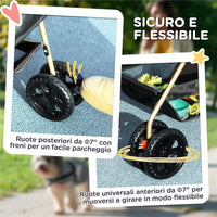 PASSEGGINO PER CANI 3 IN 1 PIEGHEVOLE CON BORSA TRASPORTINO E CESTINO INFERIORE NERO